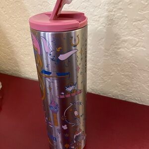 Starbucks for Disney Magic Kingdom 50th Anniversary Silver and Pink Cup
